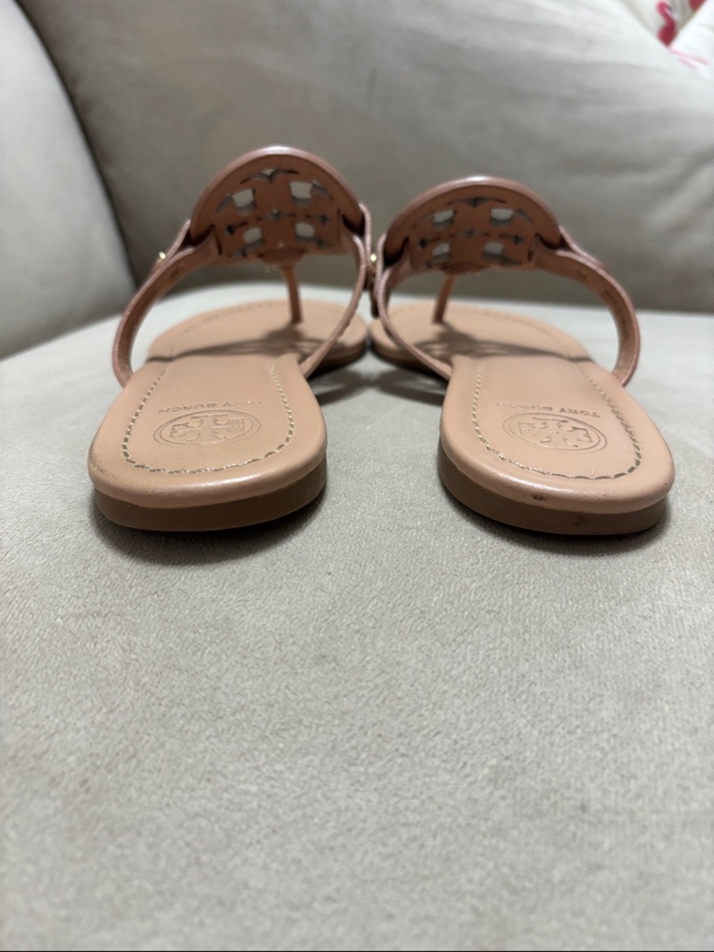 Tory Burch Nude Blush Logo Thong Sandals - Picture 3 of 11